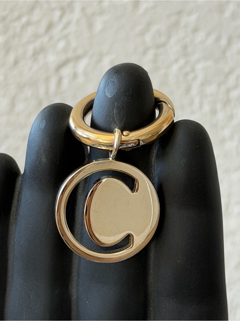 Chloe Gold-Tone Round 'C' Pendant Keyring Bag Charm